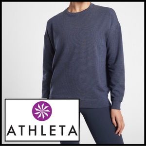Athleta Studio to Street Sweatshirt in Subtle Navy Stripe. Size M.